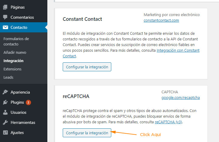 Integrar recaptcha v3 en wordpress