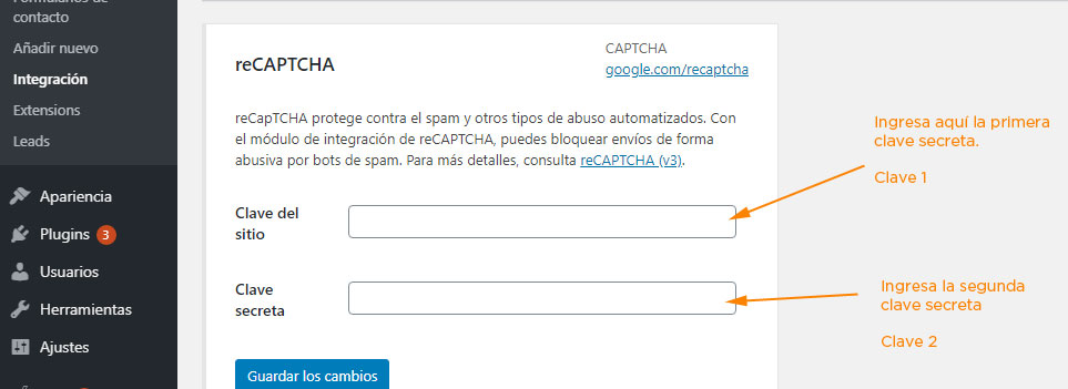 configurar recaptacha v3 wordpress