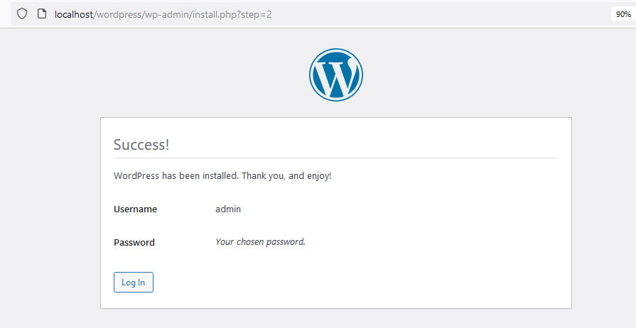 instalacion wordpress success